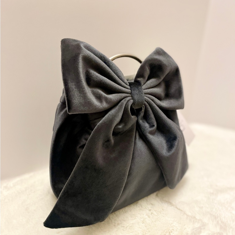 ALESSIA Black Velvet BON BON Bag with Bow Festive COQUETTE Holiday‎ Purse - Picture 2 of 8